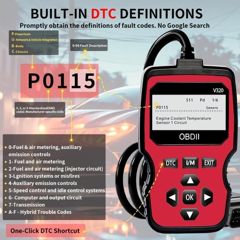 Compacted OBD2 Engine Fault Scanner With 10 Language Support And Large Display For Quick Vehicle Problem Detection