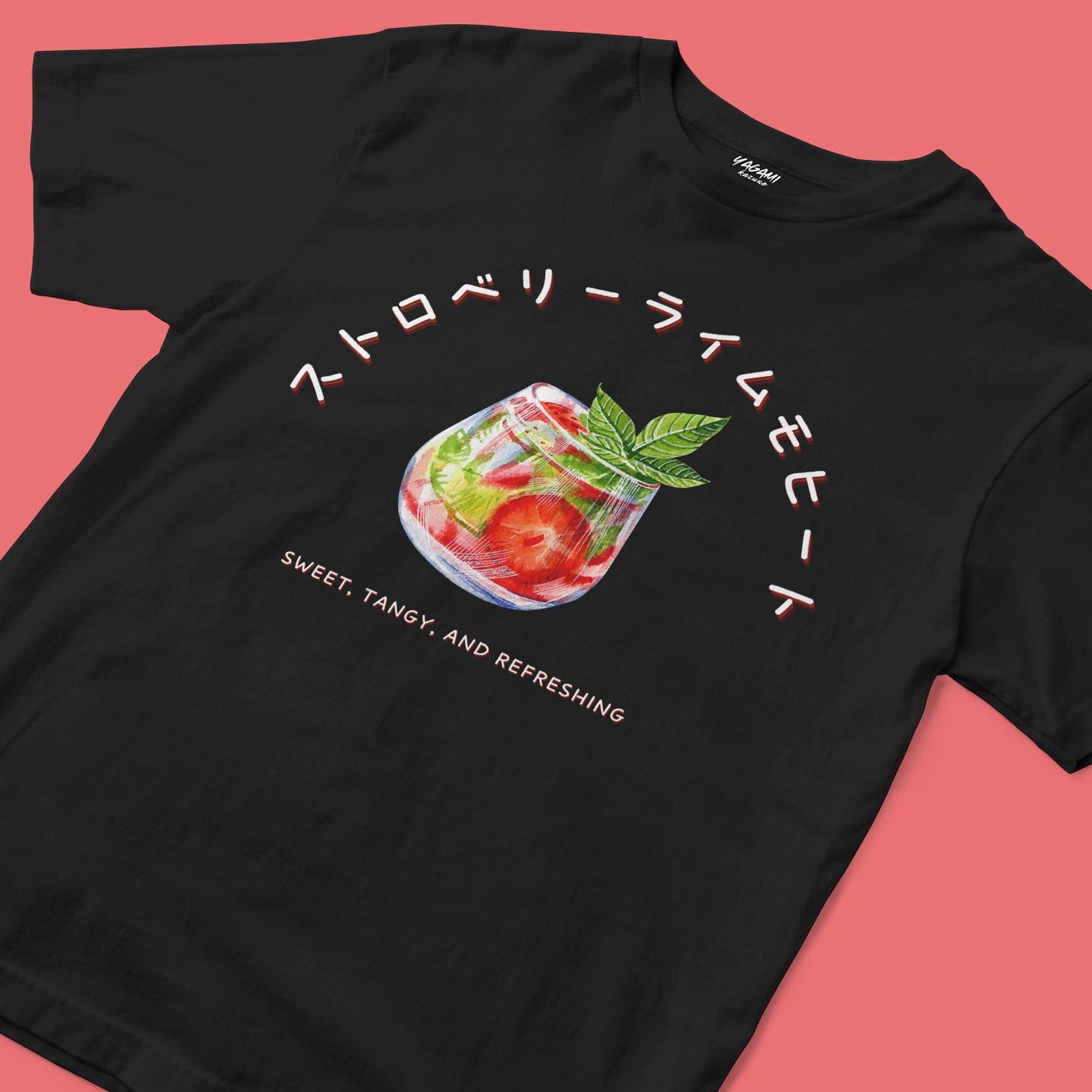 Strawberry Lime Mojito Shirt | Japanese Cocktail Graphic Tee M