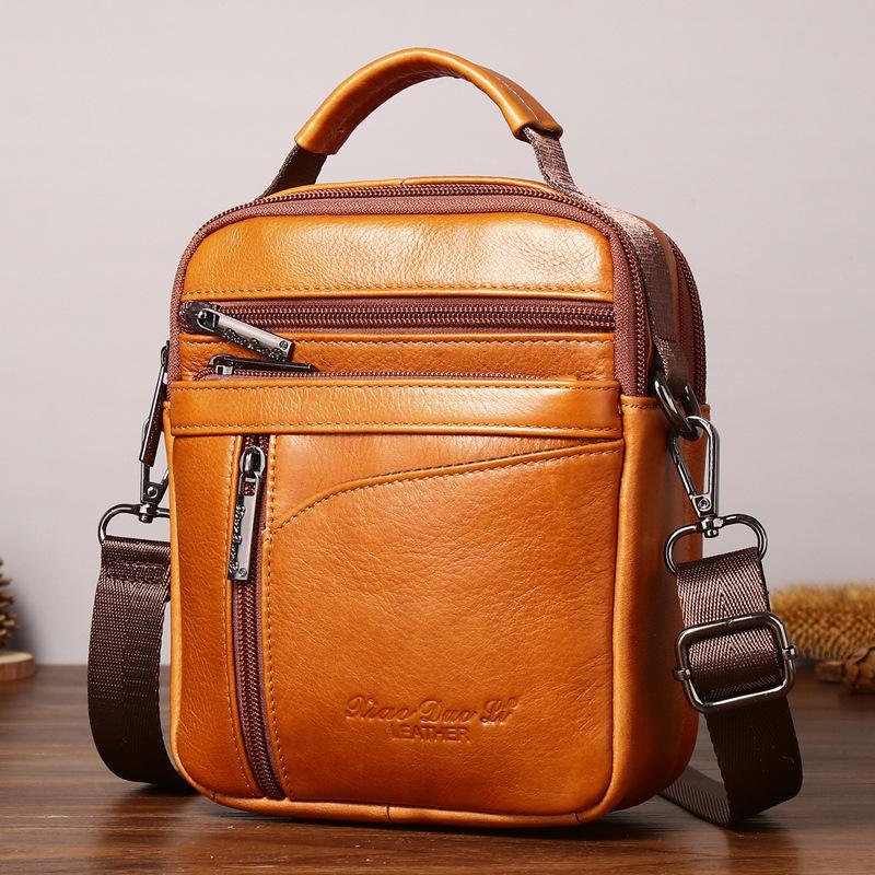 

Мужская кожаная сумка для мобильного телефона, маленькая сумка через плечо, 7-дюймовая мини-сумка на плечо, кожаная сумка в стиле ретро, ​​большой рюкзак