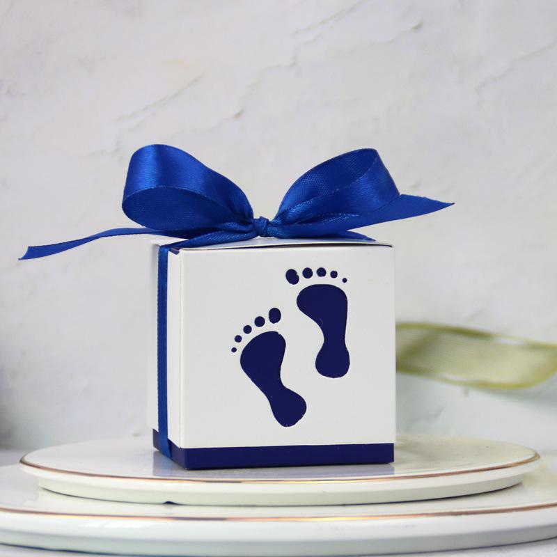 European Creative Baby Full Moon Gift Candy Box, Hollow Baby Footprint Happy Candy Box, Sugar Box