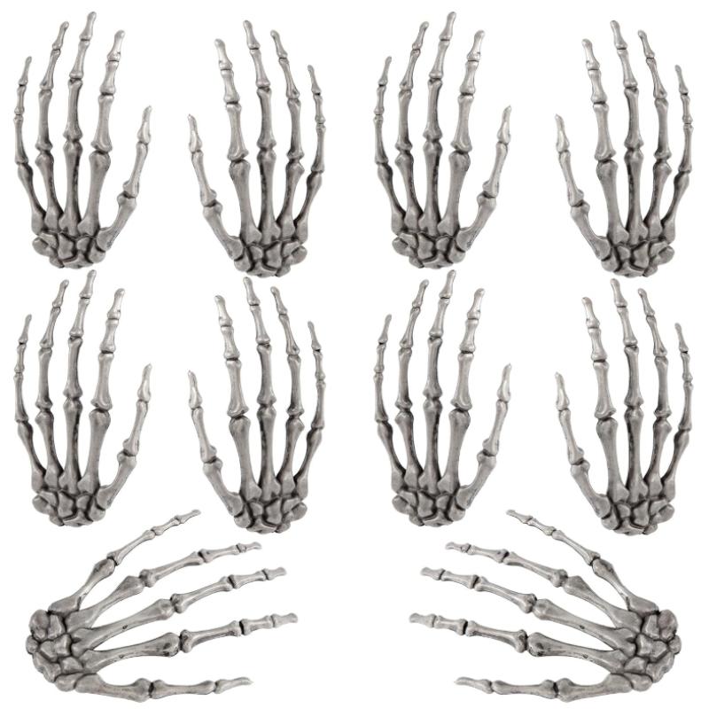 Realistic Plastic Skeleton Hands Life Severed Design Halloween Props for Haunted House Scene Party Horror Decoration Accessories