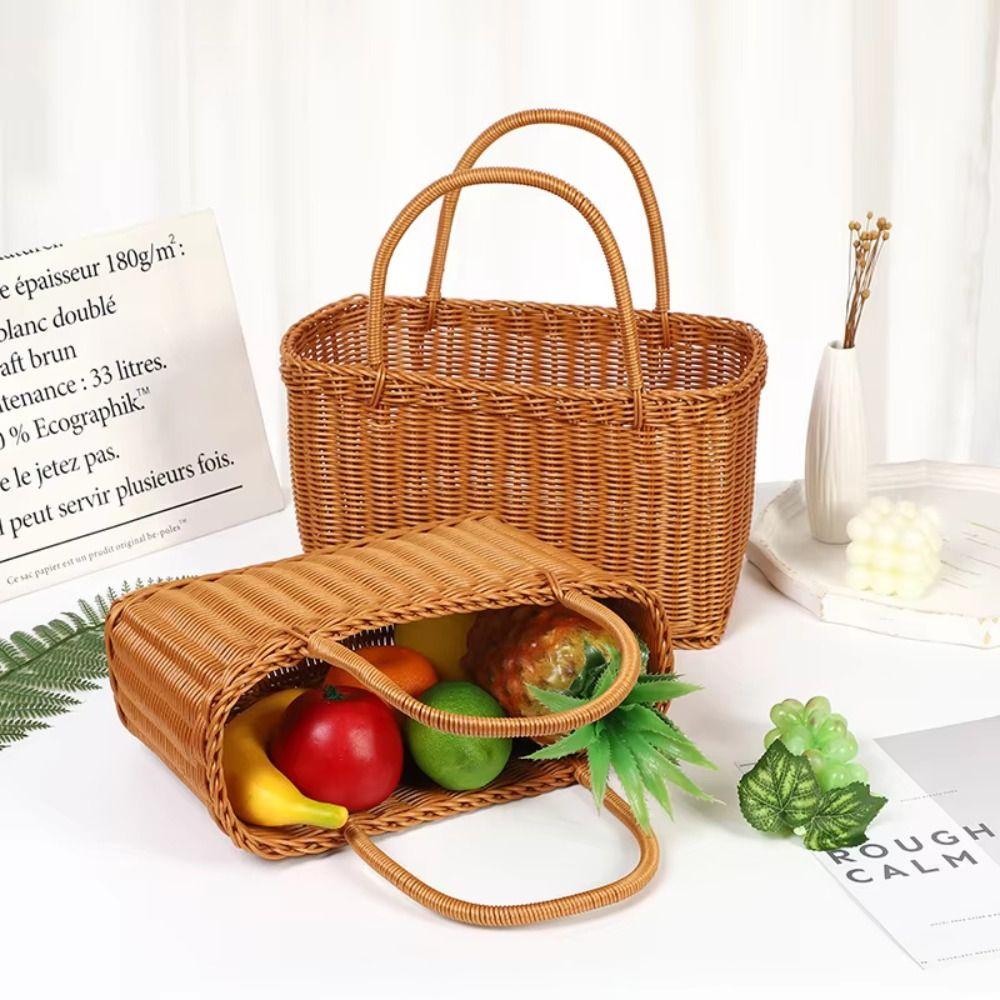 Lightweight Storage Basket With Handle Large Size Laundry Basket Durable Eco-Friendly Hand-woven Basket Camping Use