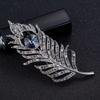 Atmospheric Feather Brooch High-End Female Luxury Temperament Crystal Brooch Light Luxury High-End Pin Suit Accessories