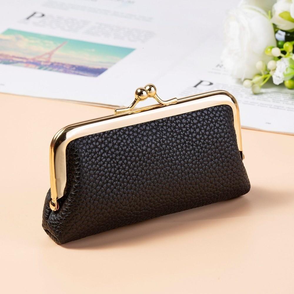 Secure Closure PU Buckle Coin Purse Large Capacity Lipstick Storage Bag  Evening Out