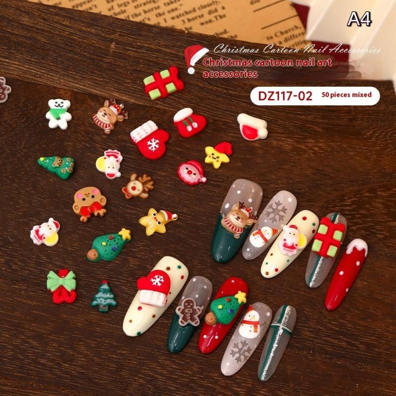 12 Grids Nail Enhancement Christmas Style Milu Deer Snowflake Nail Decoration Nail Charm Diy Manicure Tools