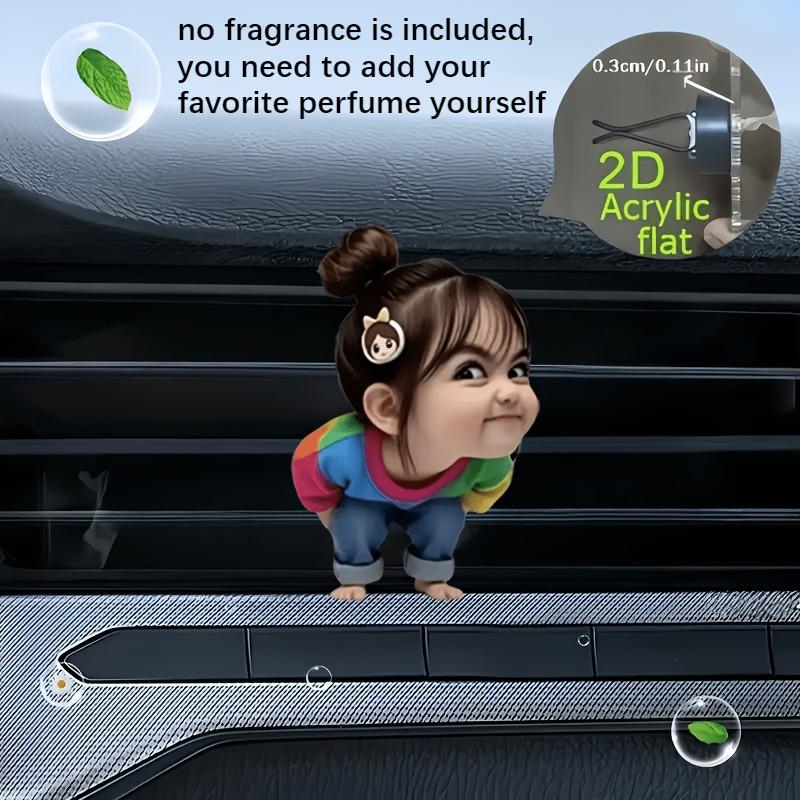 2D Flat Funny Girl Car Vent Clip Decorative Diffuser (fragrance Not Included), Car Interior Decoration, Aromatherapy Clip, Ideal for Holiday Gifts