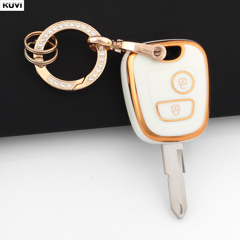 Pink Tpu Car Remote Smart Key Case Cover Shell Fob Keychain For Peugeot 107 206 207 307 For Citroen C1 C2 C3 C4 For Toyota Aygo