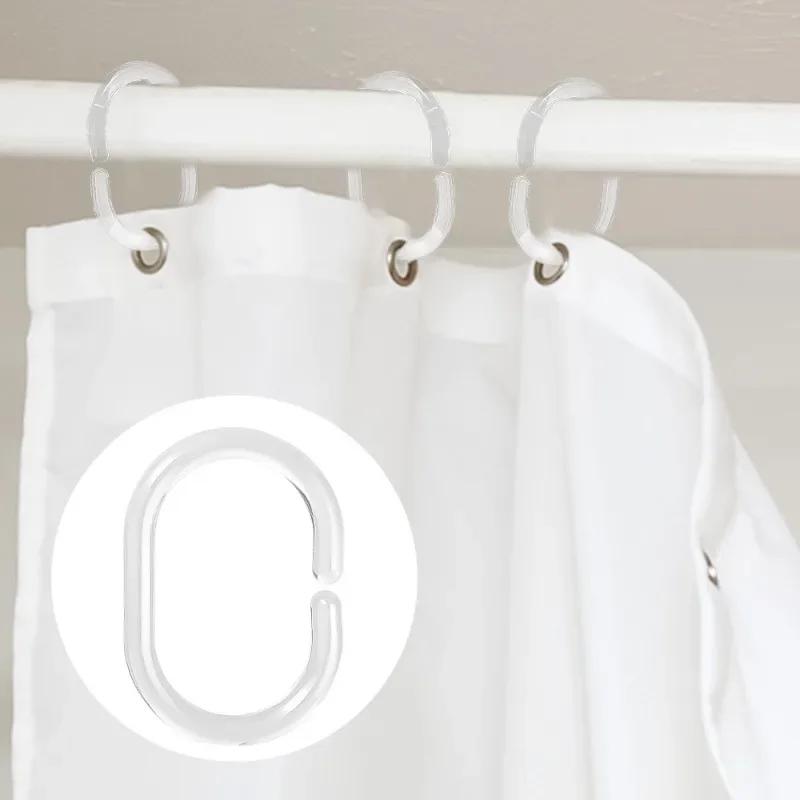 Transparent Shower Curtain Ring C Type Shower Curtain Hook Hanger Ring Reusable Bathroom Curtain Hooks Clip Bathroom Accessories