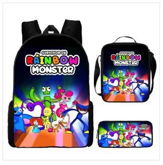 Rainbow Friends Three-Piece Set, Primary And Secondary School Students Satchel, Animation Cartoon Pencil Case, Large Capacity, And Wear-Resistant