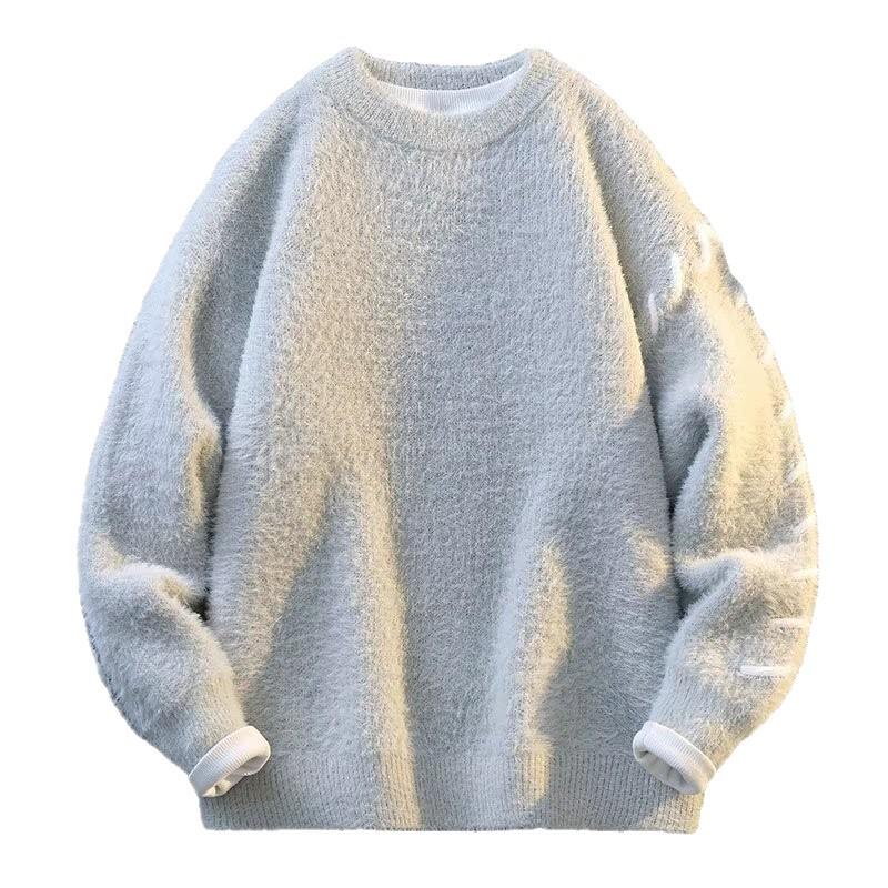Men's Trendy Loose-Fit Round Neck Sweater, Winter Casual American Style