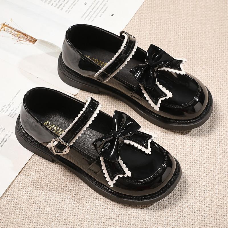 

Туфли принцессы для девочек среднего и старшего возраста, черные кожаные туфли, для весенних и осенних бинтов, одноклассники 37 чёрный