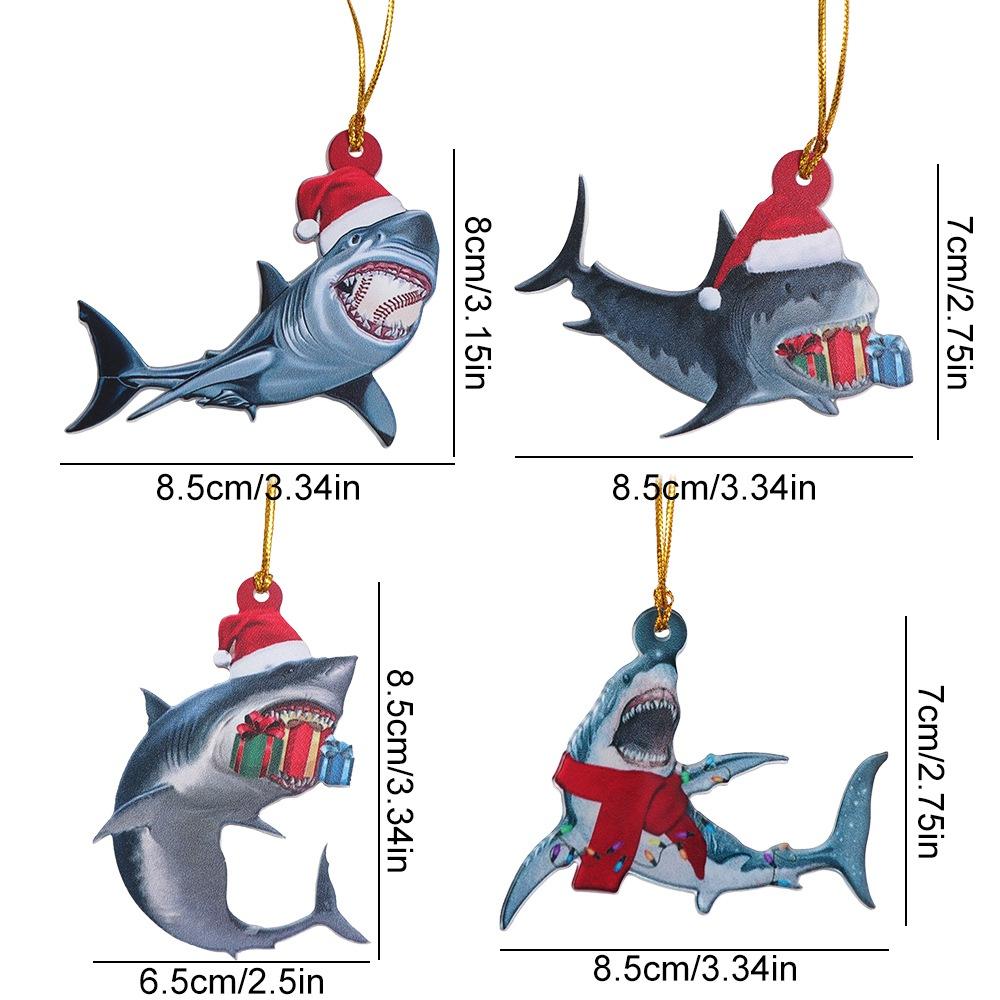Hangings Shark Christmas Ornaments Acrylic Christmas Tree Decoration Christmas Shark Pendant  Party
