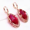 Exquisite Russian Purple Gold Inlaid Colored Gold Luxury Temperament Style Korean Version Water Drop-Shaped Rose Gold Redstone Earrings