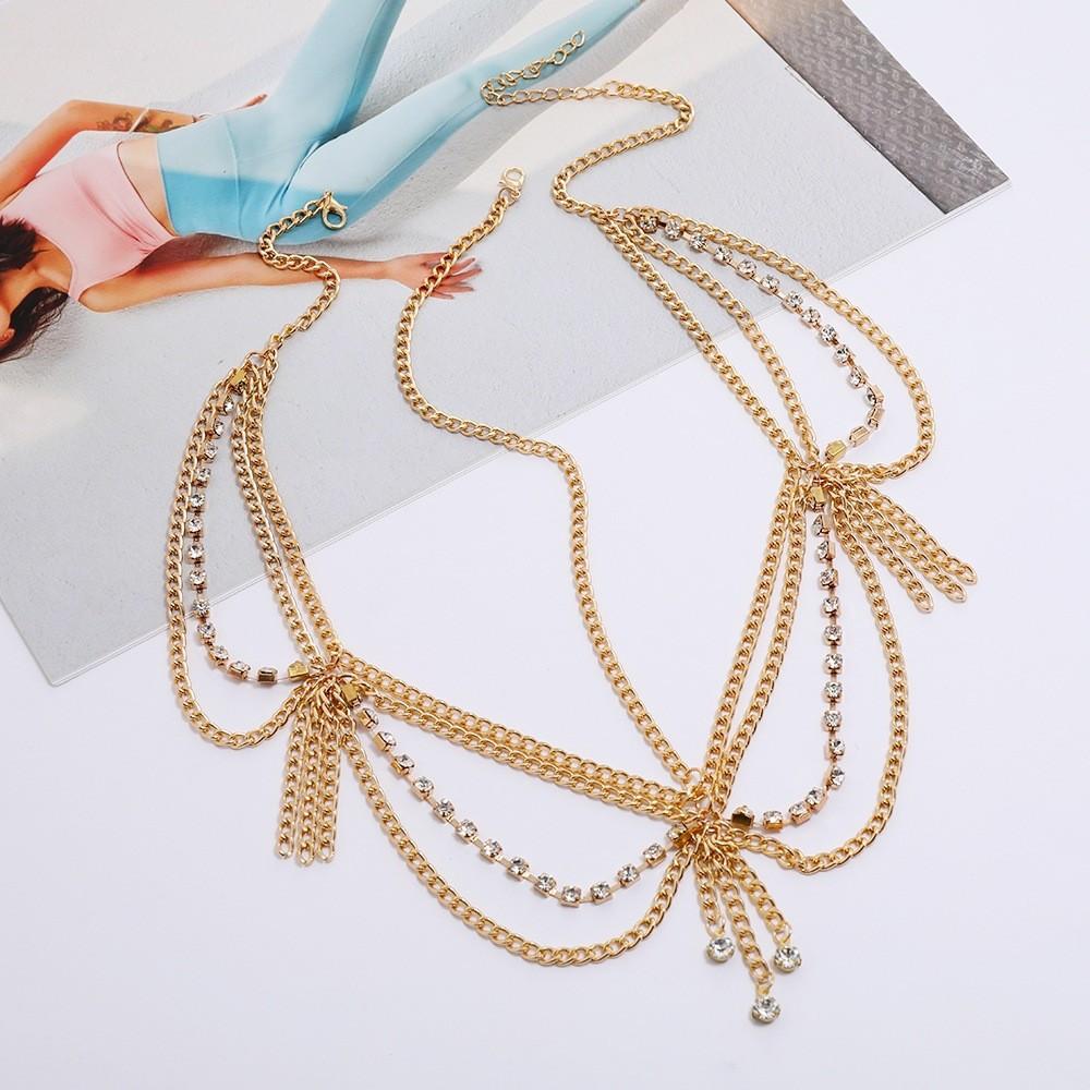 Elegant Rhinestone Multi Layer Chain Tassel Design Women Headwear Jewelry