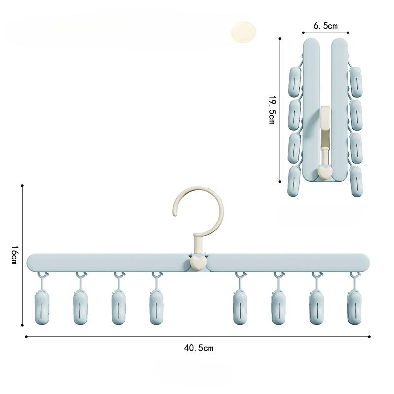 Folding Hanger with Multiple ClipsSeamlessAnti-slip Storage and Rotatable Sock Clips