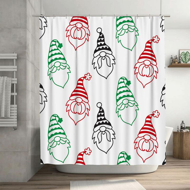 

Tu Cartoon Gnome Shower Curtain Cute Forest Pattern Bathroom Decor Waterproof Fabric Liner Holiday Home Decor Nordic Style Moder W60H190(CM)-1 Pcs
