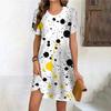 Fashion 3D Print Summer Dress Loose Casual Short Sleeve O-Neck Mini Dress
