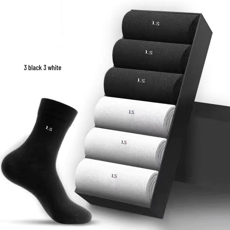 Men's Breathable Cotton Mid-Tube Socks, Sweat-Absorbent, Suitable for All Seasons, Business and Sports.