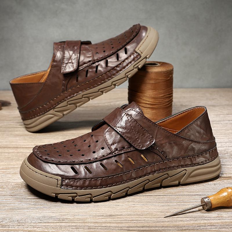 

New Men s Sandals Comfort Hollow Slip On Outdoor Casual Shoes Loafers Breathable Non-Slip Beach Sandals 39 темно-коричневого кольору