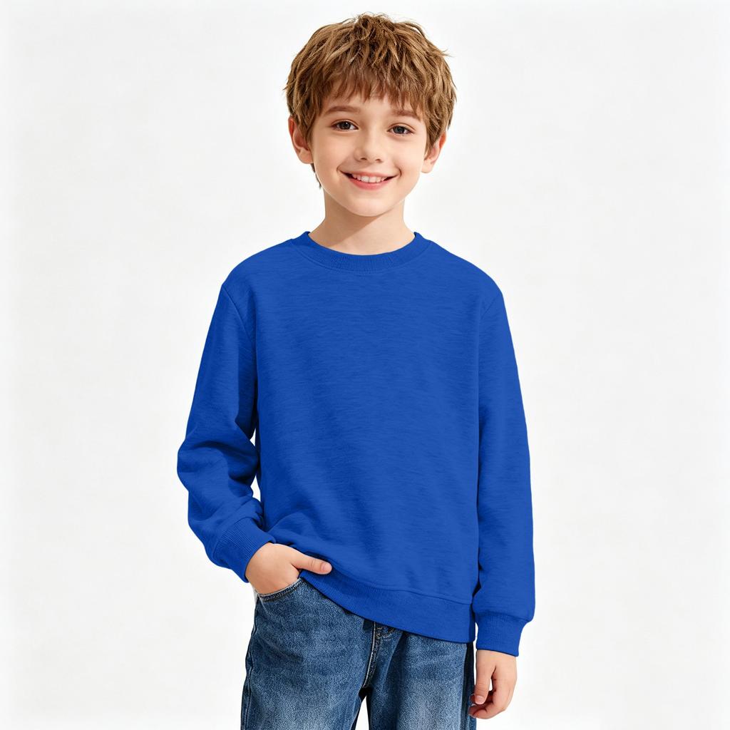 Unisex Kids Long Sleeve Color Sweatshirt Casual Comfortable Pullover for Boys and Girls