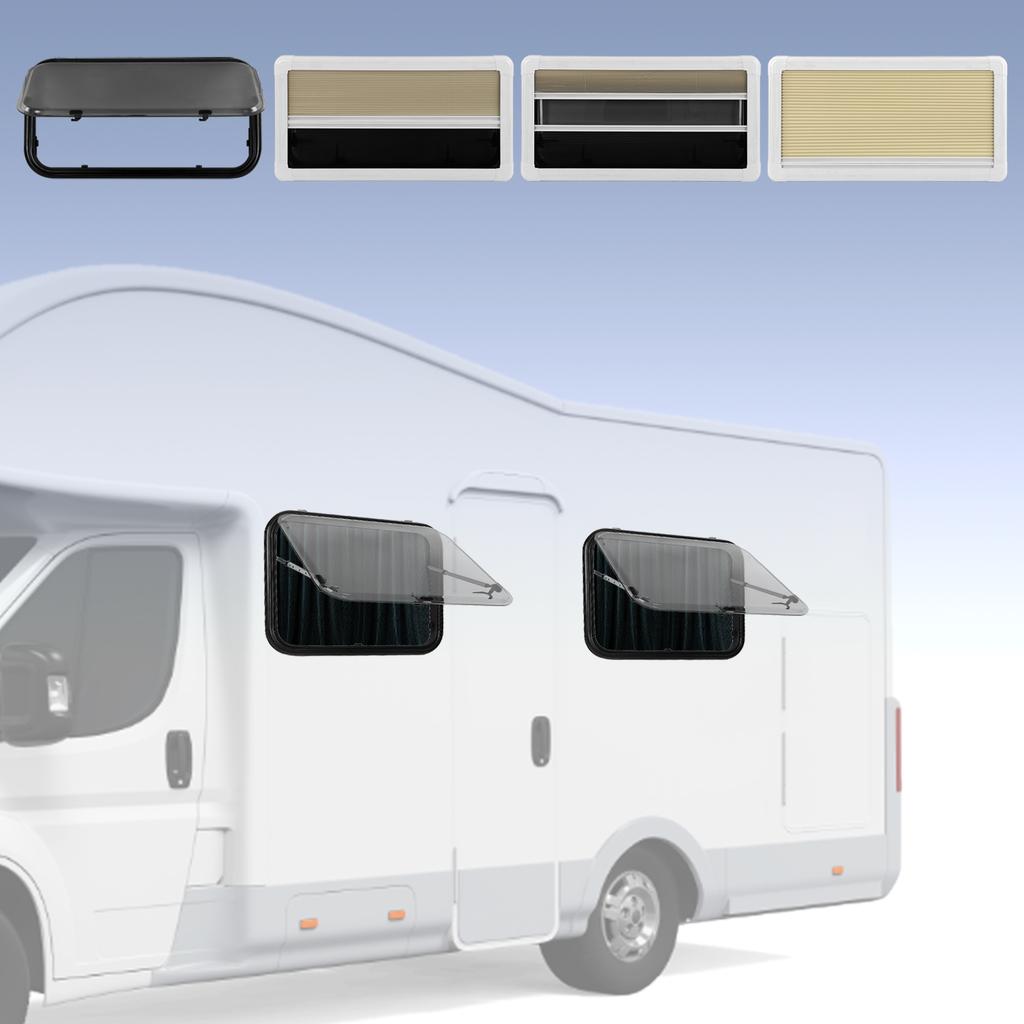 RV Push Out Window 900x450mm Double Layer Acrylic Glass 75° Opening Angle External Exit Window with 
