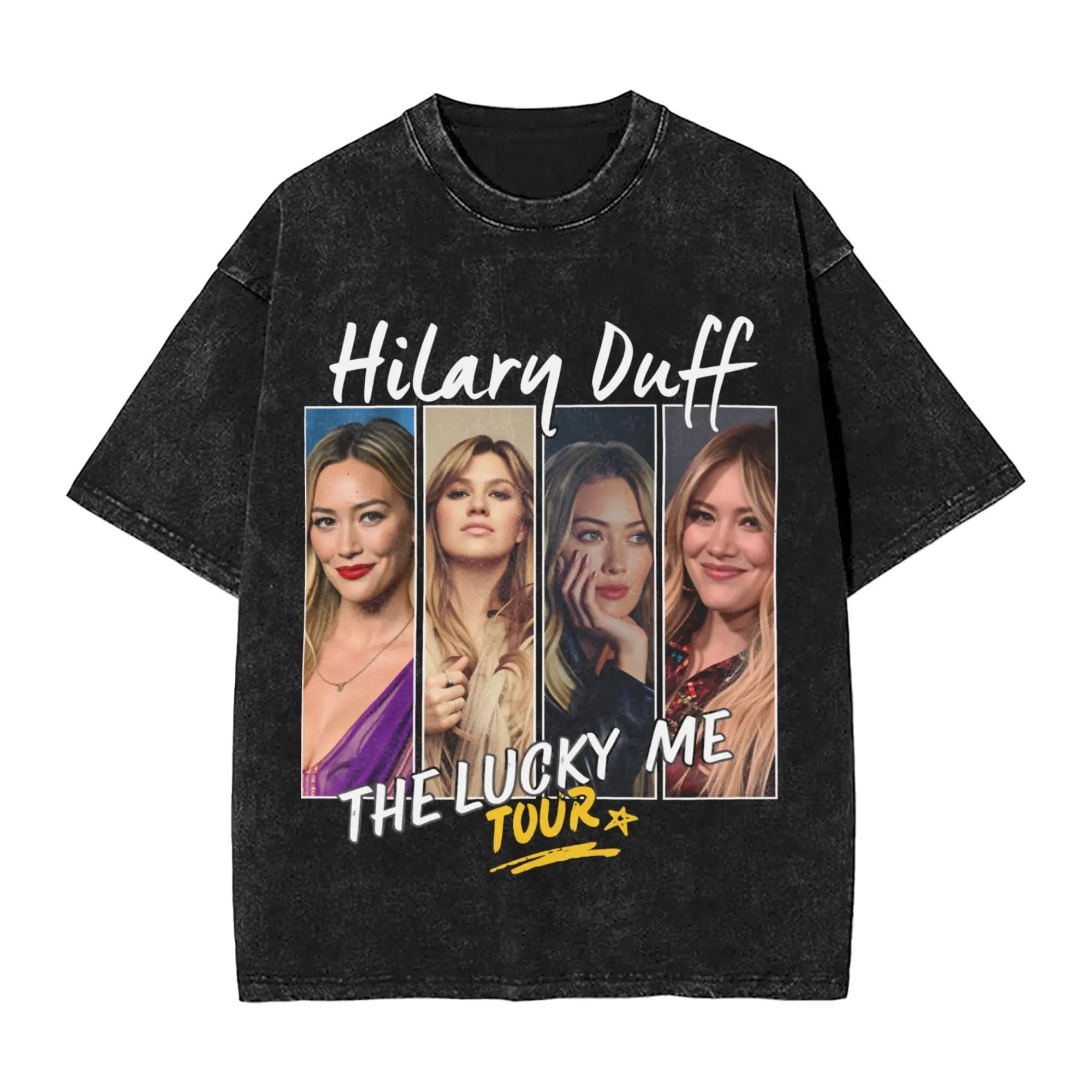 

Hot Hilary Duff New Album Poster Print TShirt Men Women Vintage Washed Cotton Streetwear Fashion Oversized Top Summer New Top S