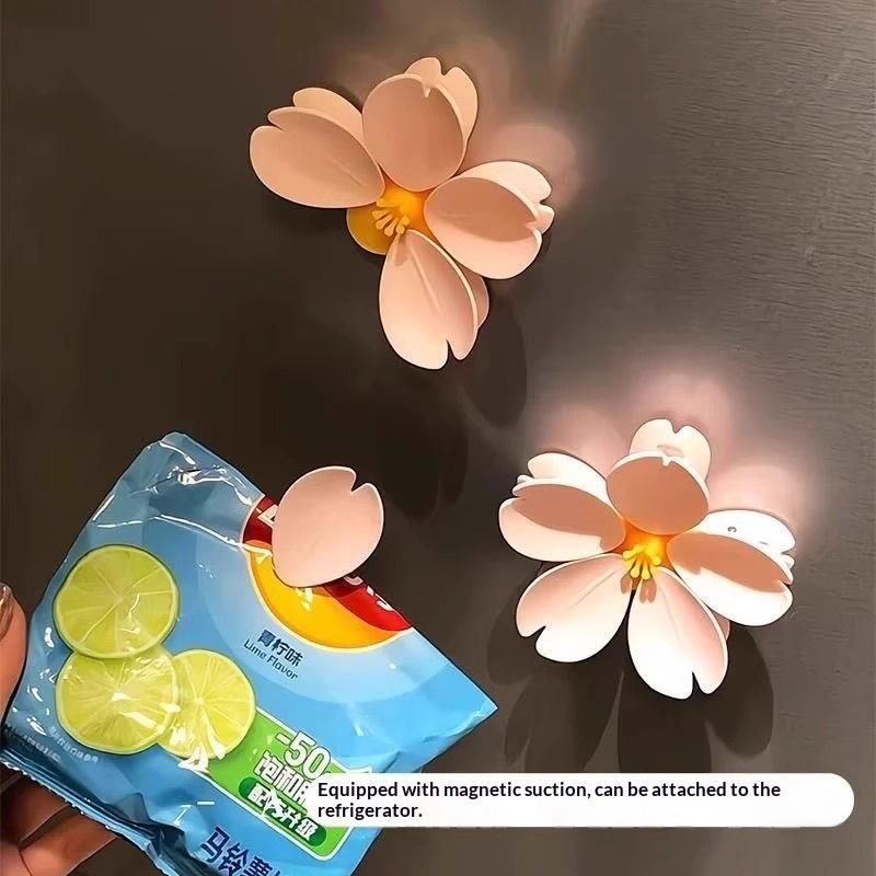 1 Set Magnetic Refrigerator Household Snack Single/Double Layer Fixed Tongs 5/10 Petals Food Creative Lotus Sealing Clip