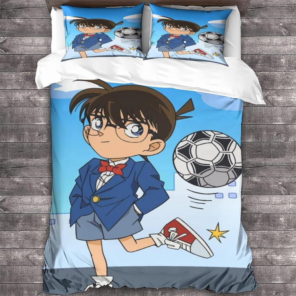 Detective Boy Duvet Cover Set With Pillowcase 2 Pcs For Kids Boys,3D Anime Pattern Comforter Cover Soft Conan Theme Quilt Cover