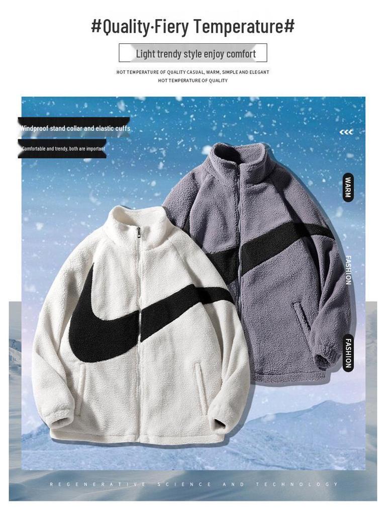 Men's Thick Lambswool Fleece Sports Cardigan - Warm & Stylish for Fall/Winter