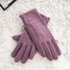1 Pair of Thermal Fleece-Lined Polyester Gloves for Women, Touchscreen Compatible, Elastic Warm Outdoor Driving and Cycling Gloves