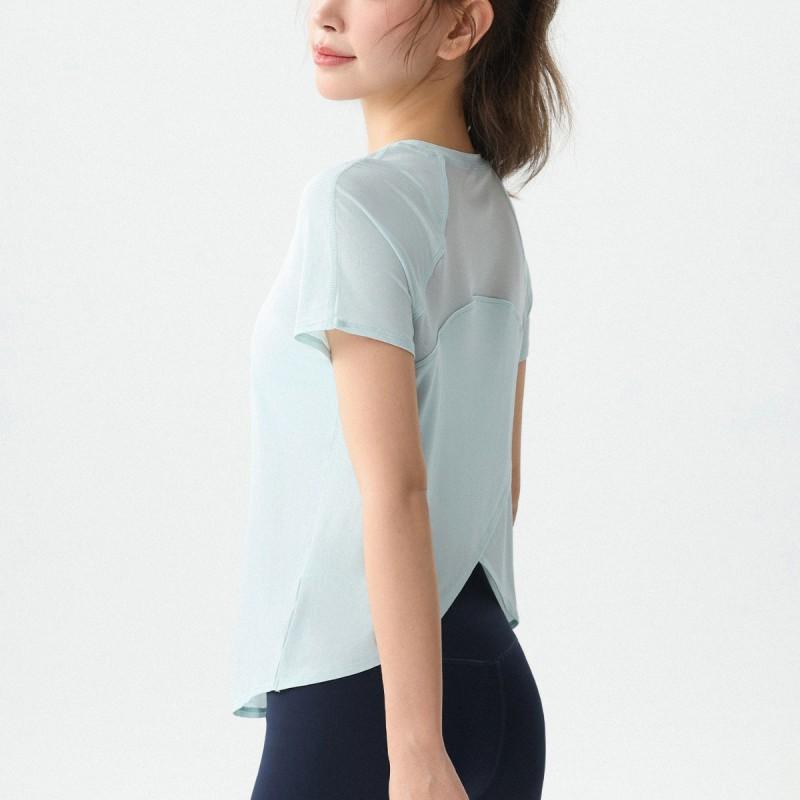 Womens Quick-Dry Loose Yoga Top With Mesh Back Breathable Short Sleeve Fitness Shirt 2026