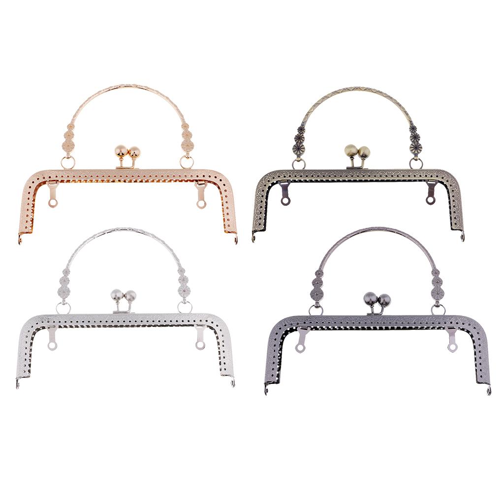 18cm Vintage Flower Embossing Purse Metal Clasp Handle DIY Handbag