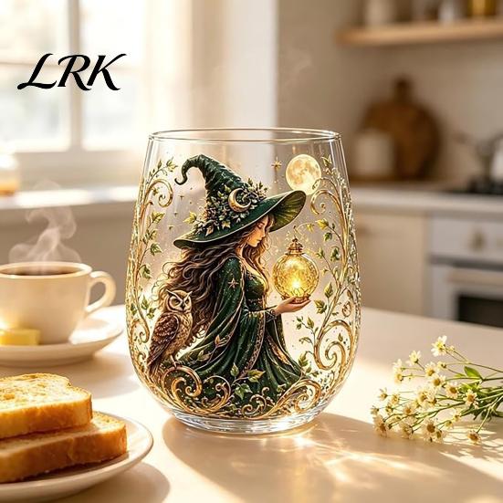 Tazza Unica in Vetro Fantasy Tazza Magica da Strega, Bicchieri Trasparenti a Tema Retro Halloween, Tazza Versatile per Tè al Latte Bicchieri Stampati per Cocktail