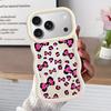 Soft Phone Cover Case for iPhone 15 Plus 11 16 Pro Max 8 12 13 14 17 Air XR Leopard Print Pink Love