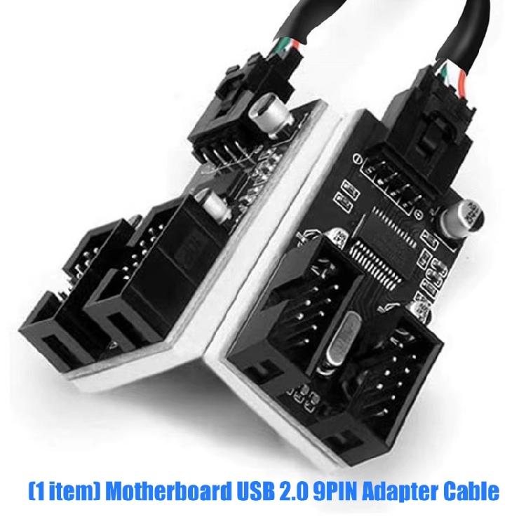 USB 2.0 9Pin Header Male to 2/4 9Pin Female Adapter Cable for Motherboards Internal Port Multiplication