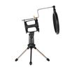 Mini Desktop Microphone Stand + Shock Mount Mic Holder + Pop Filter Kit for