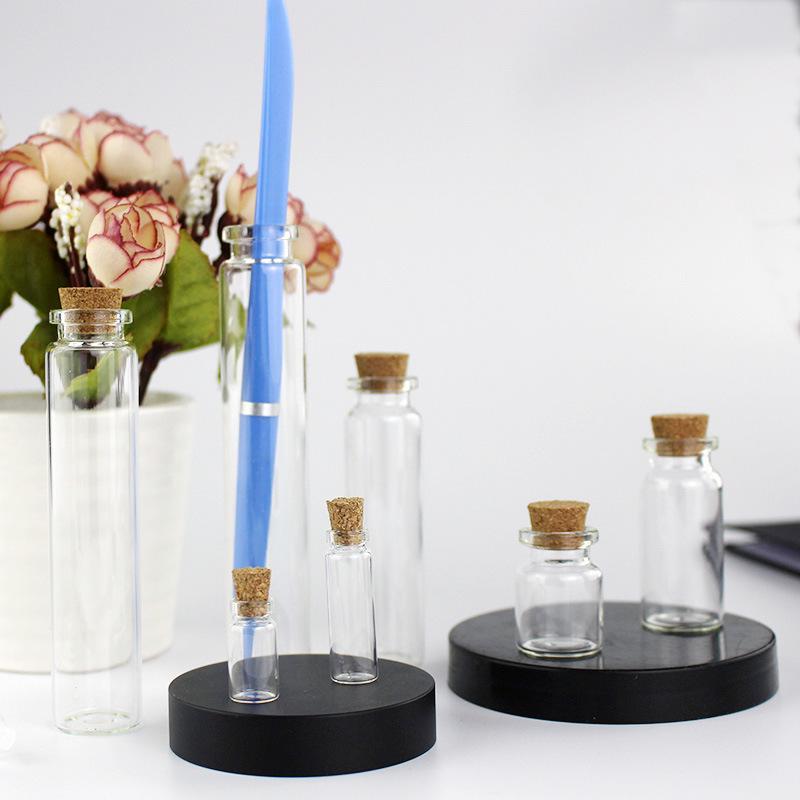 1mL Drift Bottle: Wood Stopper, Glass, Aluminum Lid – Creative Mini Wishing Bottle for Decor.