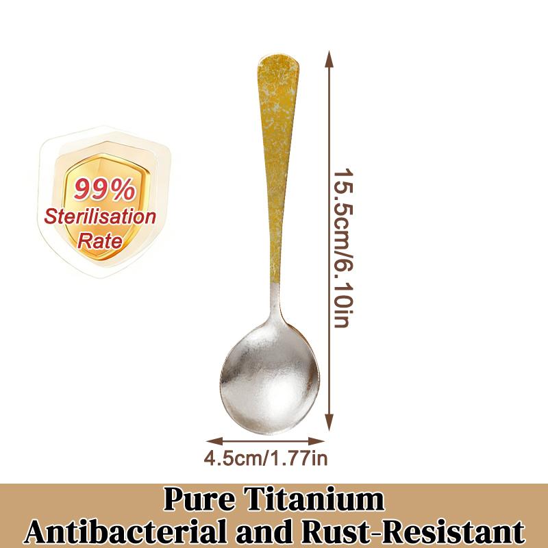 Pure Titanium Soup Spoon Portable Camping Tableware Convenient Environmental Cutlery Household Kitchen Titanium Coffee Tea Spoon