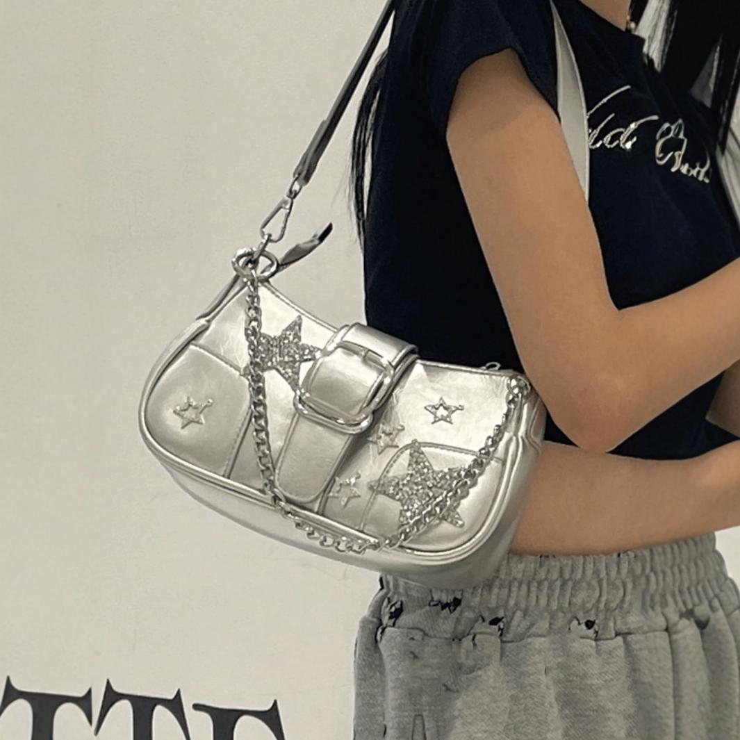 

Creative Star Crescent Bag: Y2K Sweet & Cool Versatile Summer Shoulder Bag серебряный