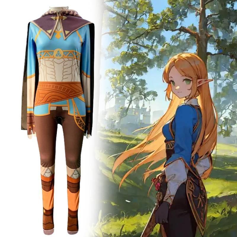 The Legend Of Zelda Breath Of The Wild Cosplay-Kostüm, Seidenkleid für Anime-Rollenspiele, inklusive spezieller Charaktere