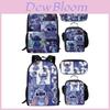 Charming Stitch Cartoon Backpack Set With Lunch Bag And Pencil Case Soft Polyester