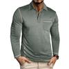 Men's Solid Color Button Lapel Long Sleeve Top Men's Casual Fashion Long Sleeve Top