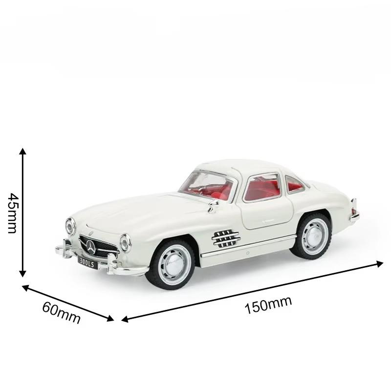 1:32 500k 300sl Model Toys Diecast Alloy Vintage Car Sound Light Pull Back Doors Opened Ornament Collectable Gift Adult Childre