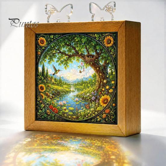 Functional Glowing Home Decor Acrylic Puzzle LED Night Light, 2-In-1 USB Royal Iris Bloom Jigsaw Lamp, DIY Floral Kit Creative Desktop Ambient