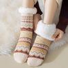 1 Pair Women Winter Socks Lamb Velvet Floor Socks Retro Ethnic Style Autumn Winter Calf Socks Daily Wear
