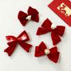 Plush Children Red Bow Hairpin Crown Hanfu Hair Sticks Cute Chinese New Year Headwear  Children