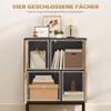 Sideboard with Push-to-open Doors. Dining Room Cabinet with Metal Legs. Kitchen Cabinet. MDF. Black + Natural Wood