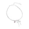 S925 Sterling Silver Small Pieces of Silver Bow Bracelet Pink Love Pearl Bracelet Female Sweet Girlish
