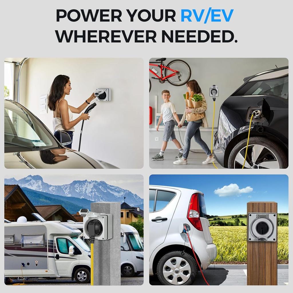 50 Amp RV Power Outlet Box, 125V/250V NEMA 14-50R RV Outlet, Weatherproof Electrical Box With Receptacle Panel, Outdoor Power Box For RV'S Campers