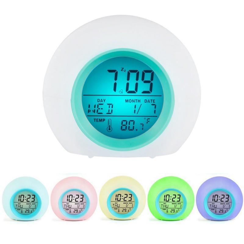 LED Digital Alarm Clocks Backlight Snooze Mute Calendar Desktop Intelligent Acoustic Control Temperature Function Clock